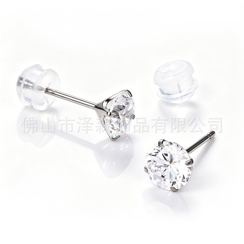 F136 Titanium Alloy Ear Studs Straight Pin 5A Zircon Ear Bone Studs G23 Titanium Body Piercing Jewelry Wholesale - Image 5