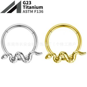 F136 Titanium Snake-Shaped Multifunctional Hoop Earrings - Closed Hoop Earrings for Body Piercing