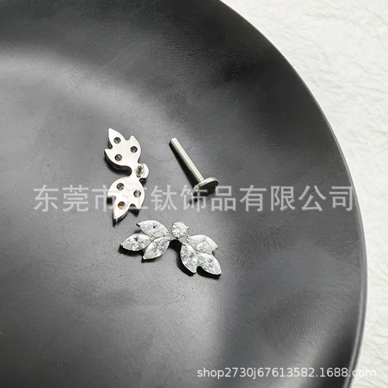 G23 Titanium Ear Cartilage Stud with Zircon Inlay Horse Eye Shape Fashion Body Piercing Jewelry - Image 2