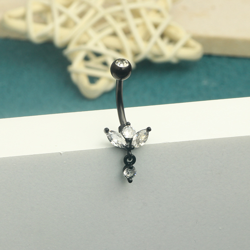 Heart Moon Navel Ring 316L Surgical Steel Belly Button Ring Dangle Planet - Image 2