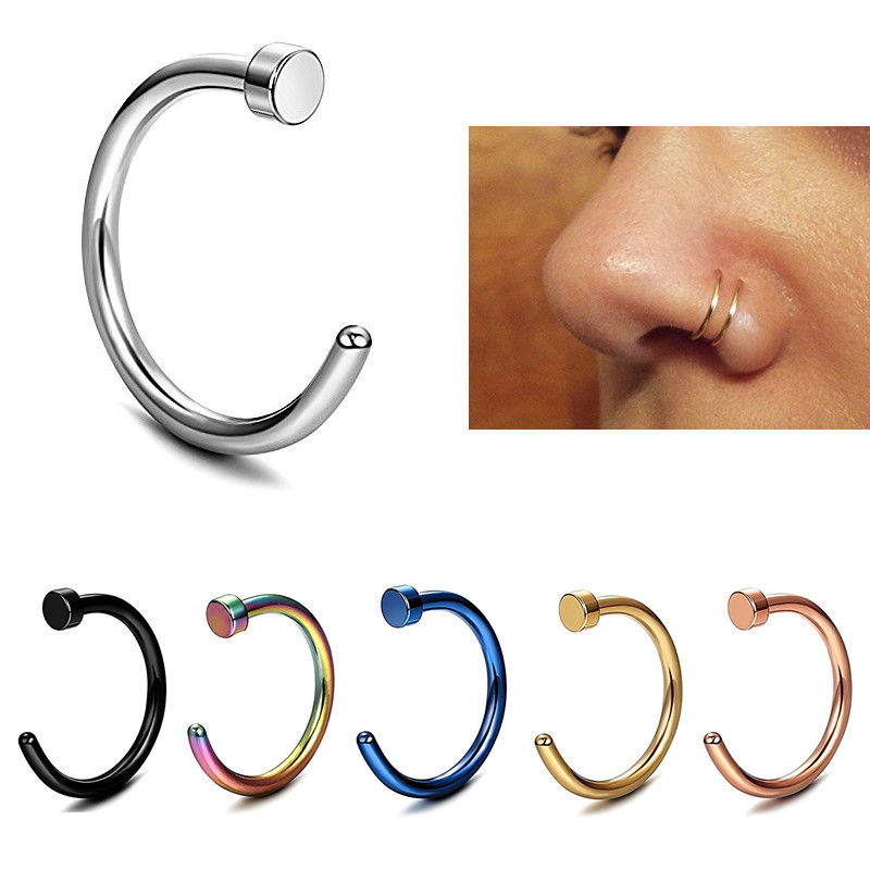 G23 Titanium Alloy Vacuum Plated Non-Pierced Hidden C-Bar Nose Ring Lip Ring Lip Nail - Image 4