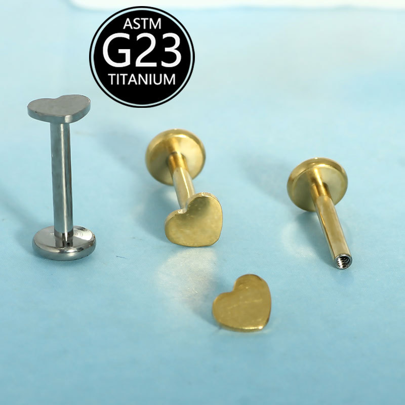 G23 Titanium Lip Piercing Heart Stud Internal Thread 6-10mm Replacement Rod for Piercing Jewelry - Image 4