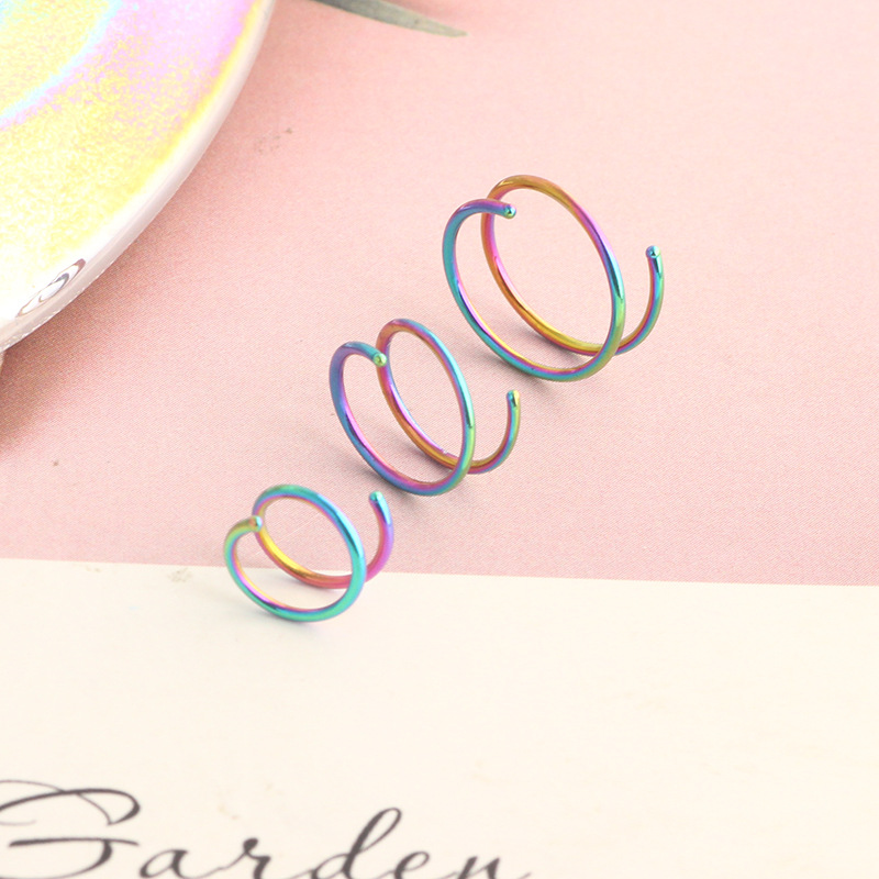 Mason's New 10mm Stainless Steel Spiral Half-Turn Double Hoop Nose Ring Ear Bone Piercing Jewelry - Image 4