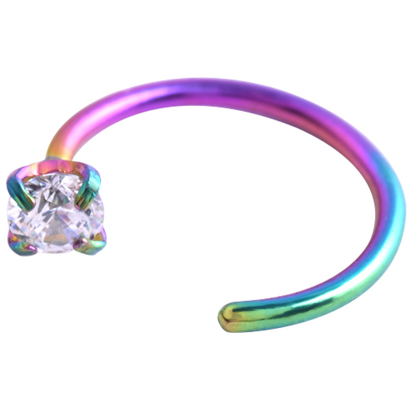 F136 Titanium Claw Zircon Nose Ring C-Shaped Nose Stud G23 Titanium Alloy Body Piercing Jewelry - Image 4