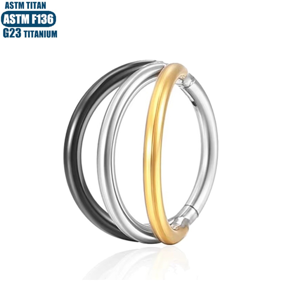 G23 Titanium Hinge Nose Ring Three-layer Separated Two-color Seamless Open Ring Piercing Earrings Female Nasal Septal Ring - Image 4