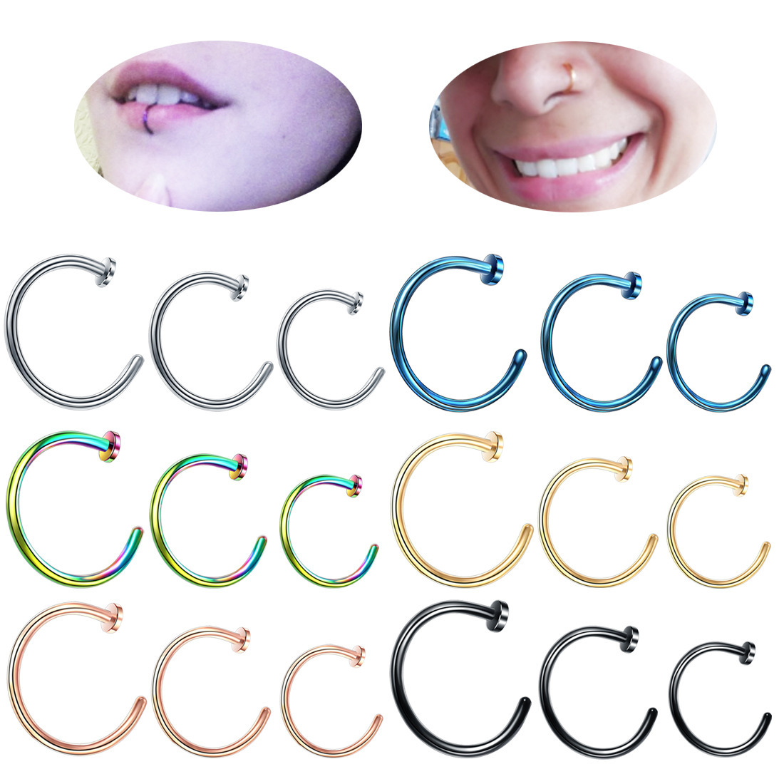 Zesen European American Fashion Stainless Steel C-Shape Nose Ring Fake Nose Ring Puncture Jewelry - Image 3