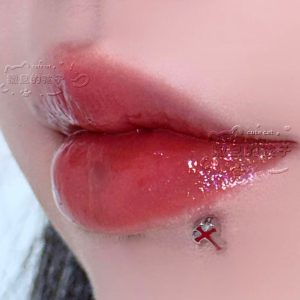 Satan's Children Gothic Cross Labret Lip Ring 316L Surgical Steel Black 16mm Bar 1.2mm Gauge