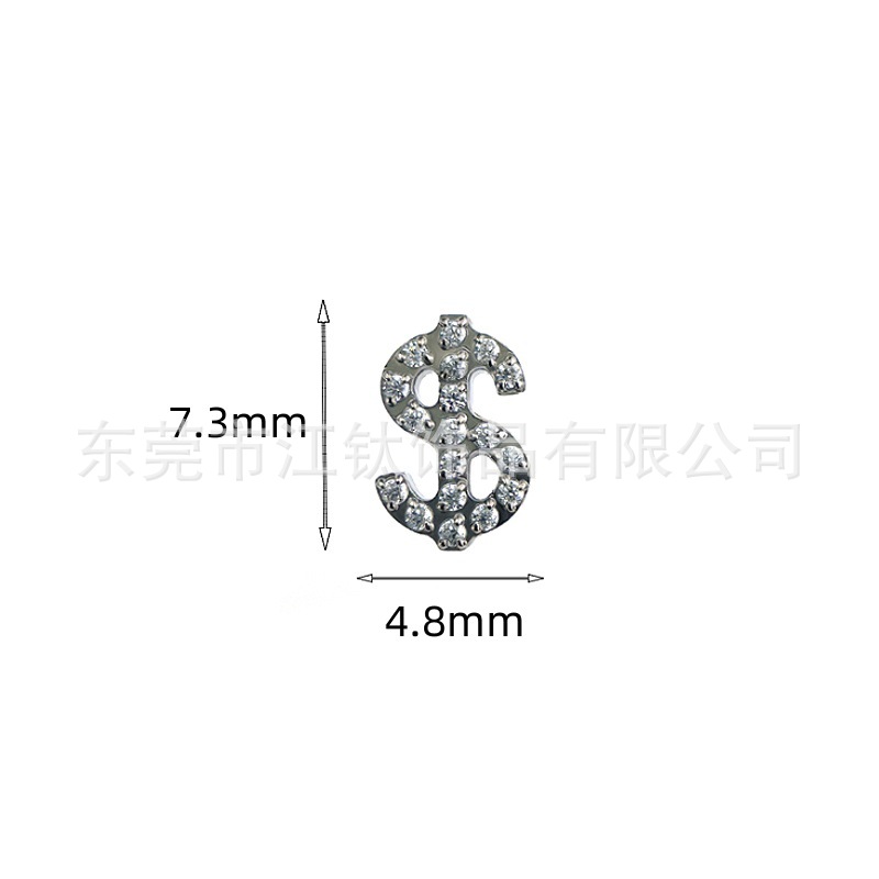 JT770 G23 Titanium Ear Bone Nail Dollar Inlaid Zircon Cross-Border Hot Selling Body Piercing Jewelry Ear Stud - Image 5