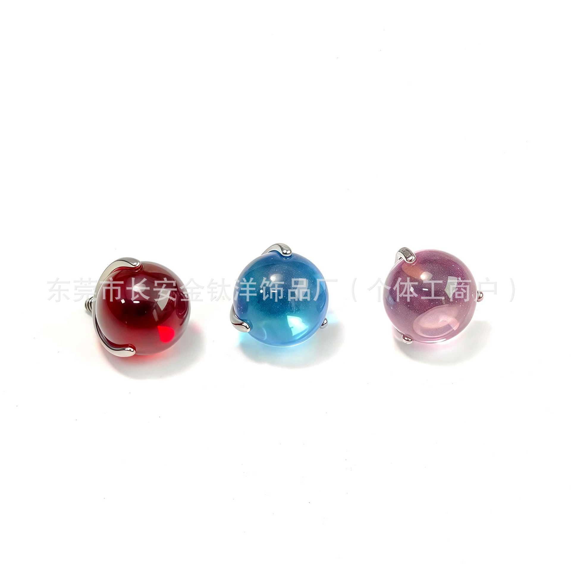 F136 Titanium Round Ball Three-Claw Glass Ball Lip Nail Tongue Nail Ear Nail G23 Titanium Alloy Body Piercing Jewelry Ear Bone Nail - Image 2