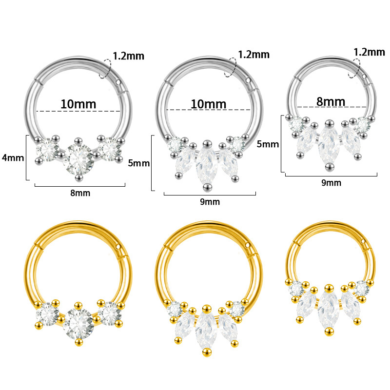 2023 New Hot Sale Zircon Nose Decoration Women's Stainless Steel Diamond Nose Ring Elegant Fashion Spinning Ring Universal Ring - Image 5