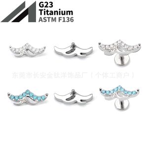 F136 Titanium Geometric Flower Earrings Lip Nails Nose Nails G23 Titanium Alloy Body Piercing Jewelry Ear Bone Nails