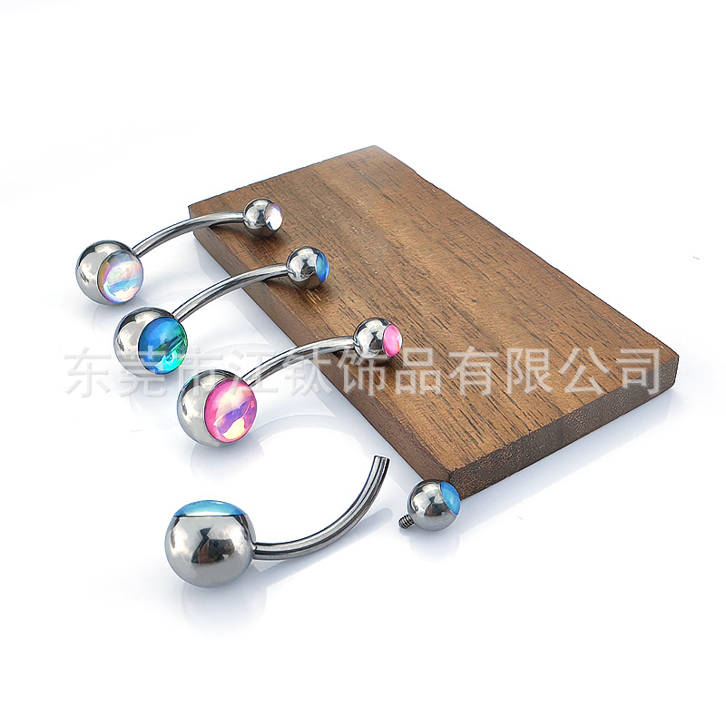JT768 G23 Titanium Navel Ring Drip Oil Glitter Inner Tooth Belly Button Ring - Image 4