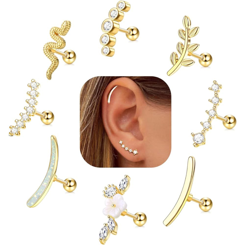 1.2mm Thick Stainless Steel Gold Plated Flower Earring Star Shape Ear Bone Stud New Arrival - Image 2