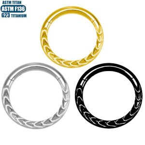 F136 Implant Jewelry Titanium Alloy Nose Ring Round CNC Carved Floral Seamless Closed Helix Piercing Earring