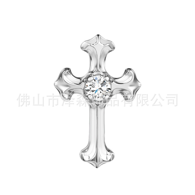 F136 Titanium Alloy Cross-Shaped Ear Studs, G23 Titanium Zirconia Lip Studs, Tongue Studs, Piercing Jewelry - Image 4