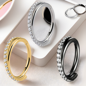 F136 Titanium Nose Ring Cross Zircon Seamless Open Ring Septum Ear Piercing Jewelry