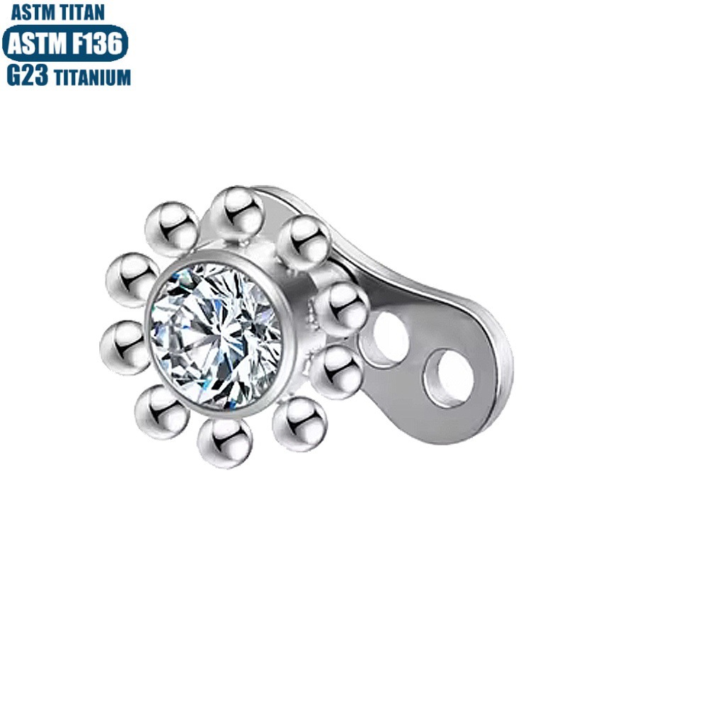 G23 Titanium Skin Nail Inlaid Zircon Welding Ball Internal Thread Clasper Nail with Base - 1.2mm x 0.9mm - Image 2