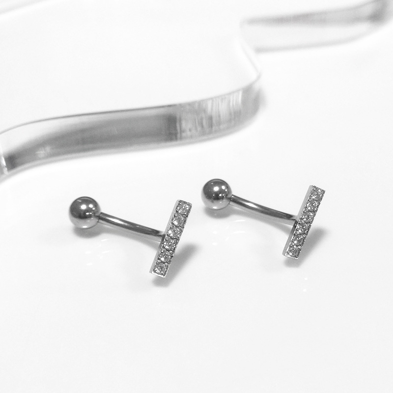 F136 Titanium Navel Ring Curved Barbell with Zircon Ball G23 Titanium Alloy Body Piercing Belly Button Ring - Image 2