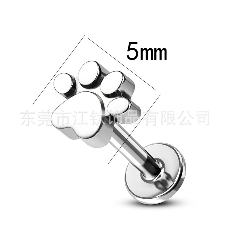 G23 Titanium Cat Claw Lip Labret Stud Ear Cartilage Piercing Jewelry Gold 1.2mm x 12mm - Image 2