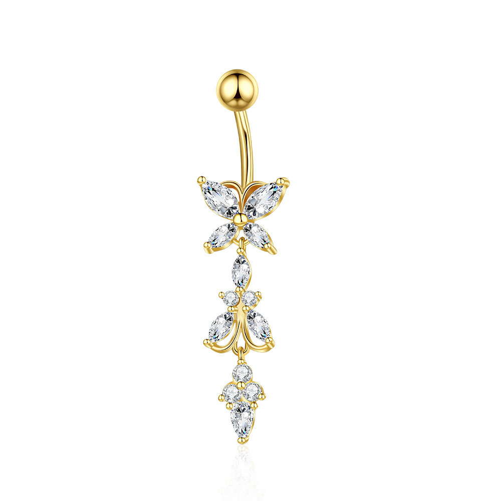 Butterfly Tassel Zircon Belly Button Ring Navel Piercing Jewelry for Women Wholesale - Image 4