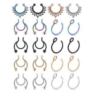 Stainless Steel Nose Ring Clip Set - Fake Piercing Nose Hoop 18Pcs Combo Wholesale