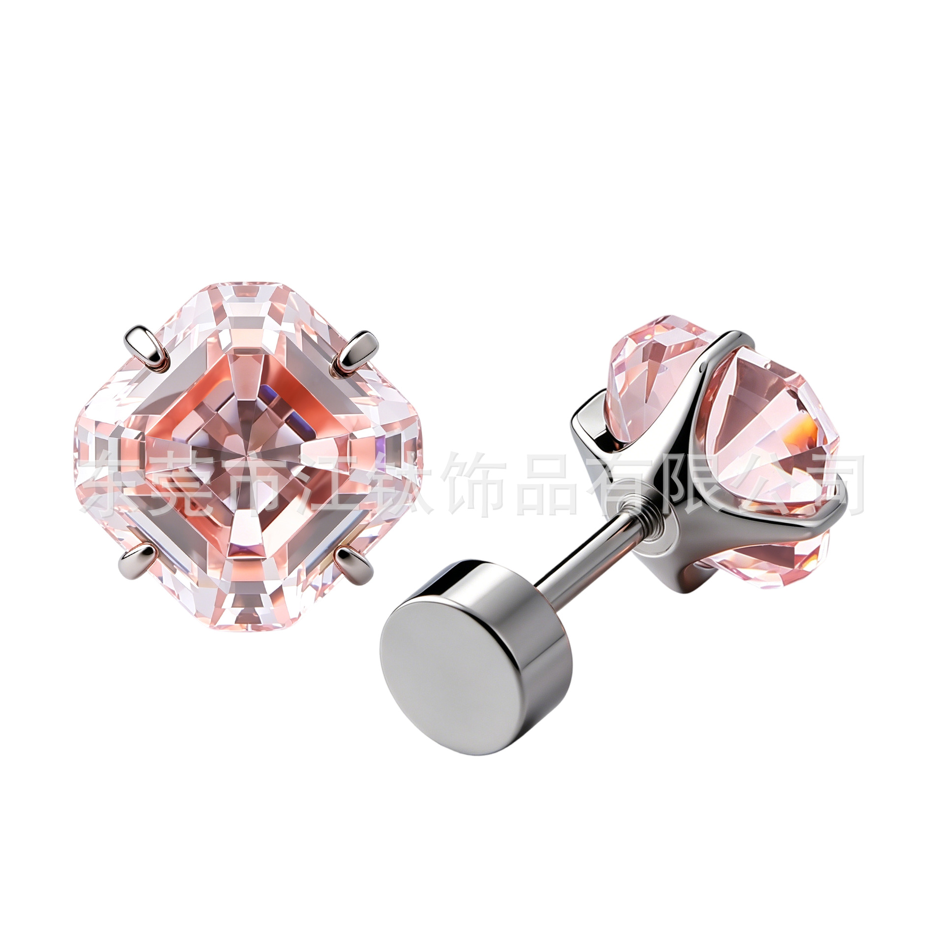 G23 Titanium Square Zircon Ear Stud - Flat Back Cartilage Piercing Jewelry - Image 5