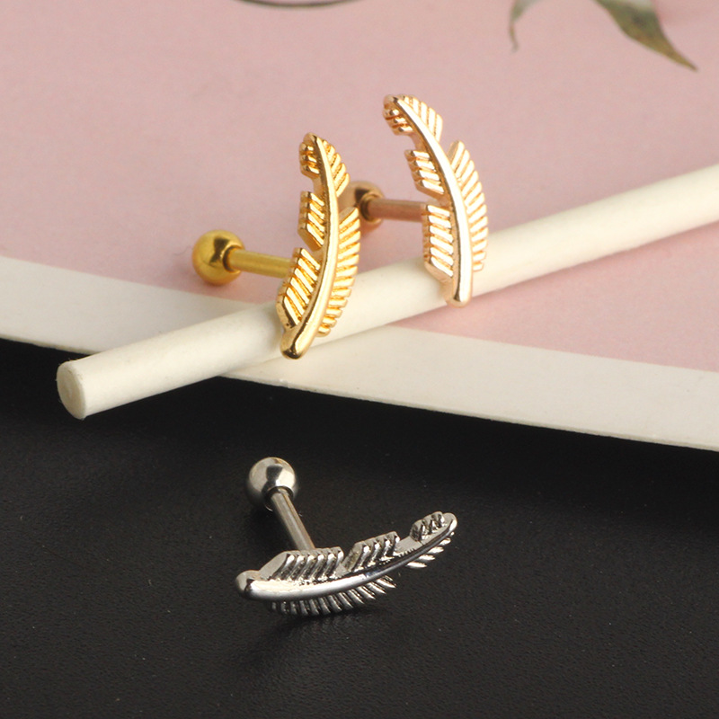 Leaf Tragus Earring 316L Surgical Steel Ear Bone Screw Ear Plug Piercing Jewelry - Image 4