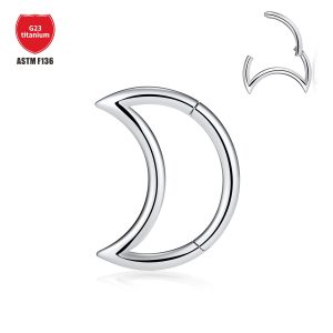 G23 Titanium Moon Nose Ring Closed Ring Septum Earring for Nasal Septum Piercing Hoop Jewelry