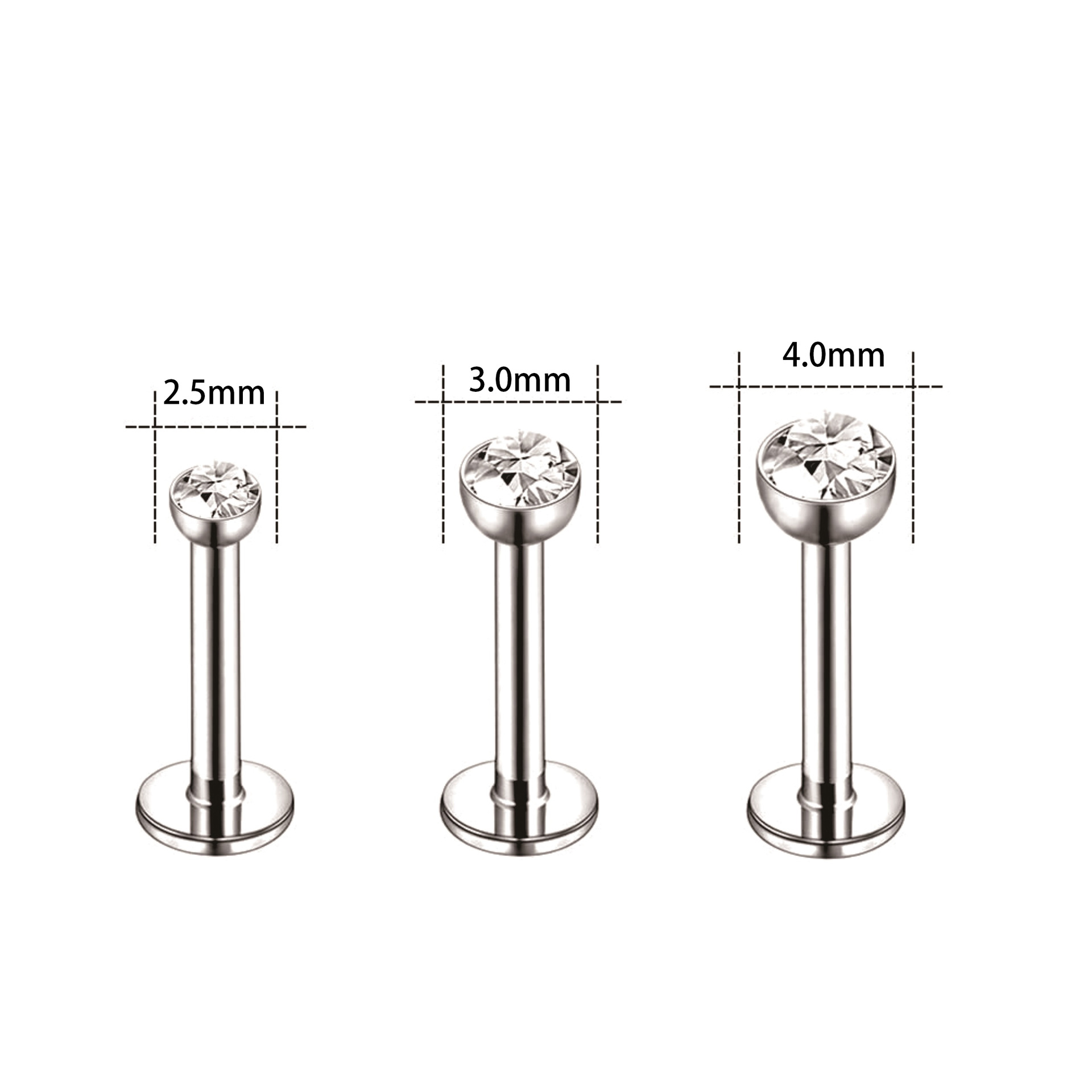 G23 Titanium Pin Package Zircon Earrings Plug-in Labret Stud Super Flash Bowl-shaped Drill Cup Plug-in Piercing Jewelry - Image 2