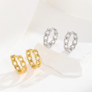 French Earrings Women's Chain Earrings Light Luxury Ins Style Geometric Design Circle Ear Buckle
