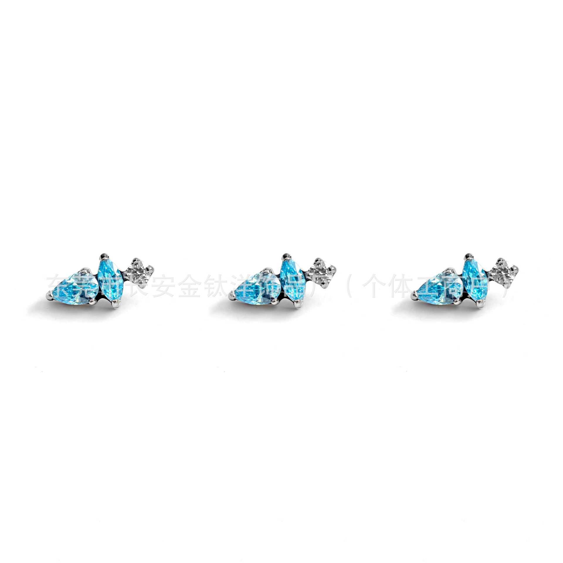 F136 Titanium Irregular Radish-Shaped Ear Studs Zircon Nose Studs Ear Canal Studs Cartilage Studs G23 Titanium Alloy Piercing Jewelry - Image 2