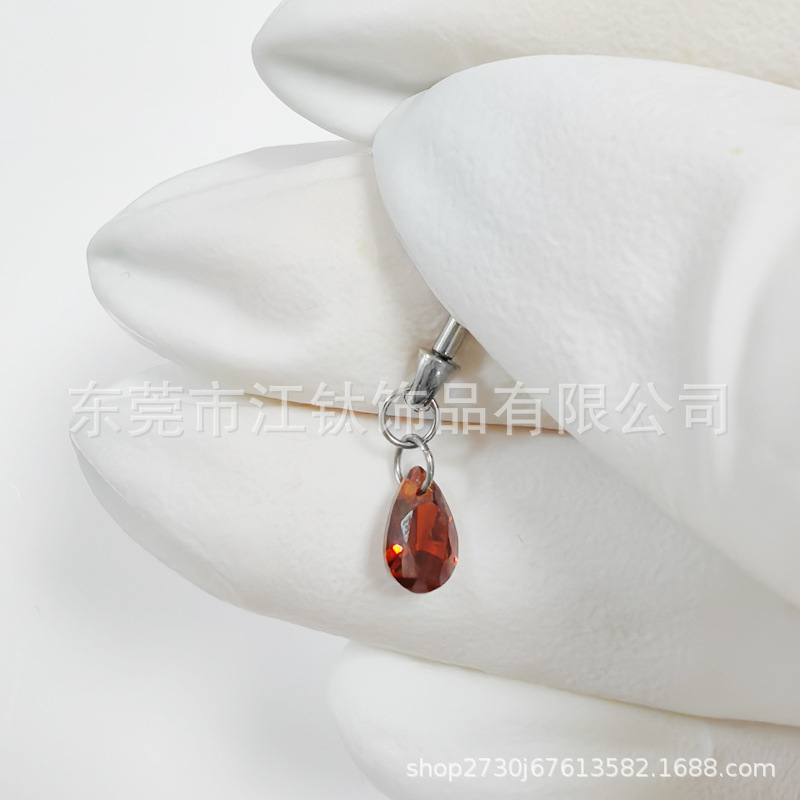 JT514 ASTM F136 Titanium Pendant Earring Bullet Head Zircon Lip Nail Ear Bone Stud - Image 2