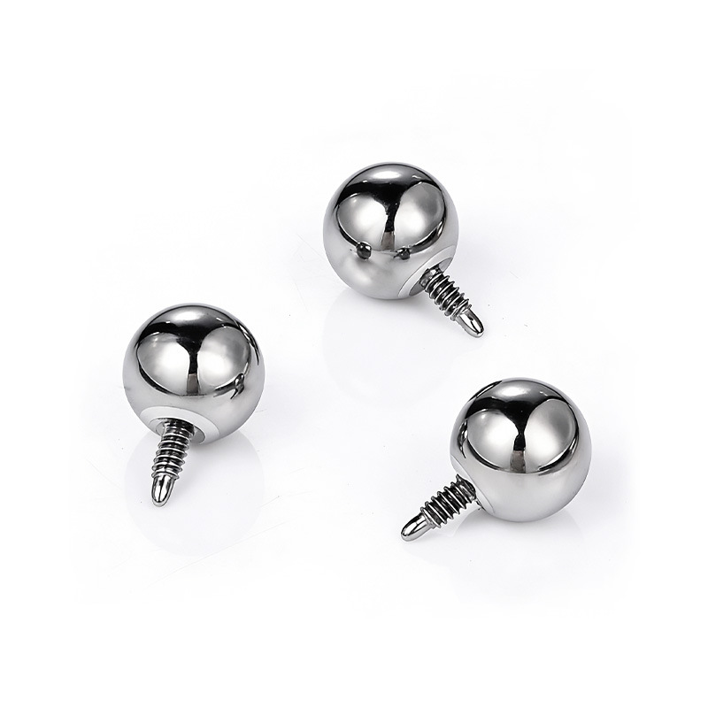 F136 Titanium Alloy Ear Studs, Long Toothed Round Ball Lip Studs, External Thread Regular Style Ear Bone Studs - Image 5