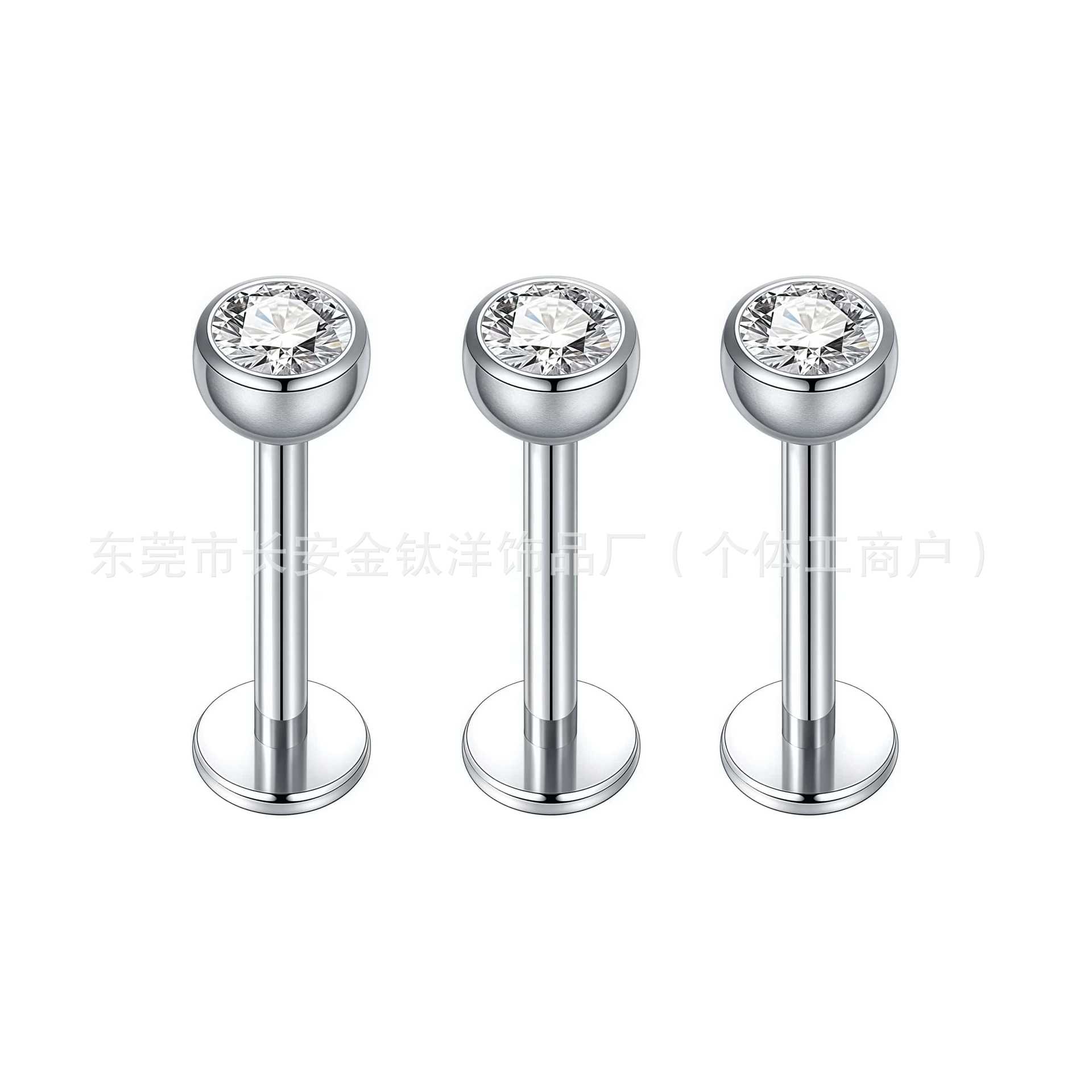 F136 Titanium Plug-In 5A Zircon Nose Nail Lip Nail Pin Ear Nail Ear Bone Nail G23 Titanium Piercing Jewelry - Image 2