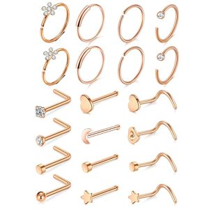 21-Piece Nose Piercing Kit Stainless Steel Geometric Nose Ring Set Body Jewelry
