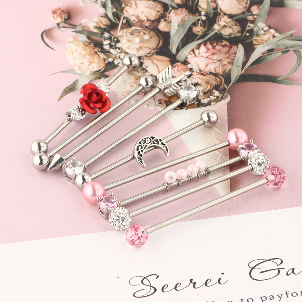 9-Piece Industrial Barbell Set Stainless Steel Geometric Ear Piercing Jewelry Cartilage Hoops - Image 2