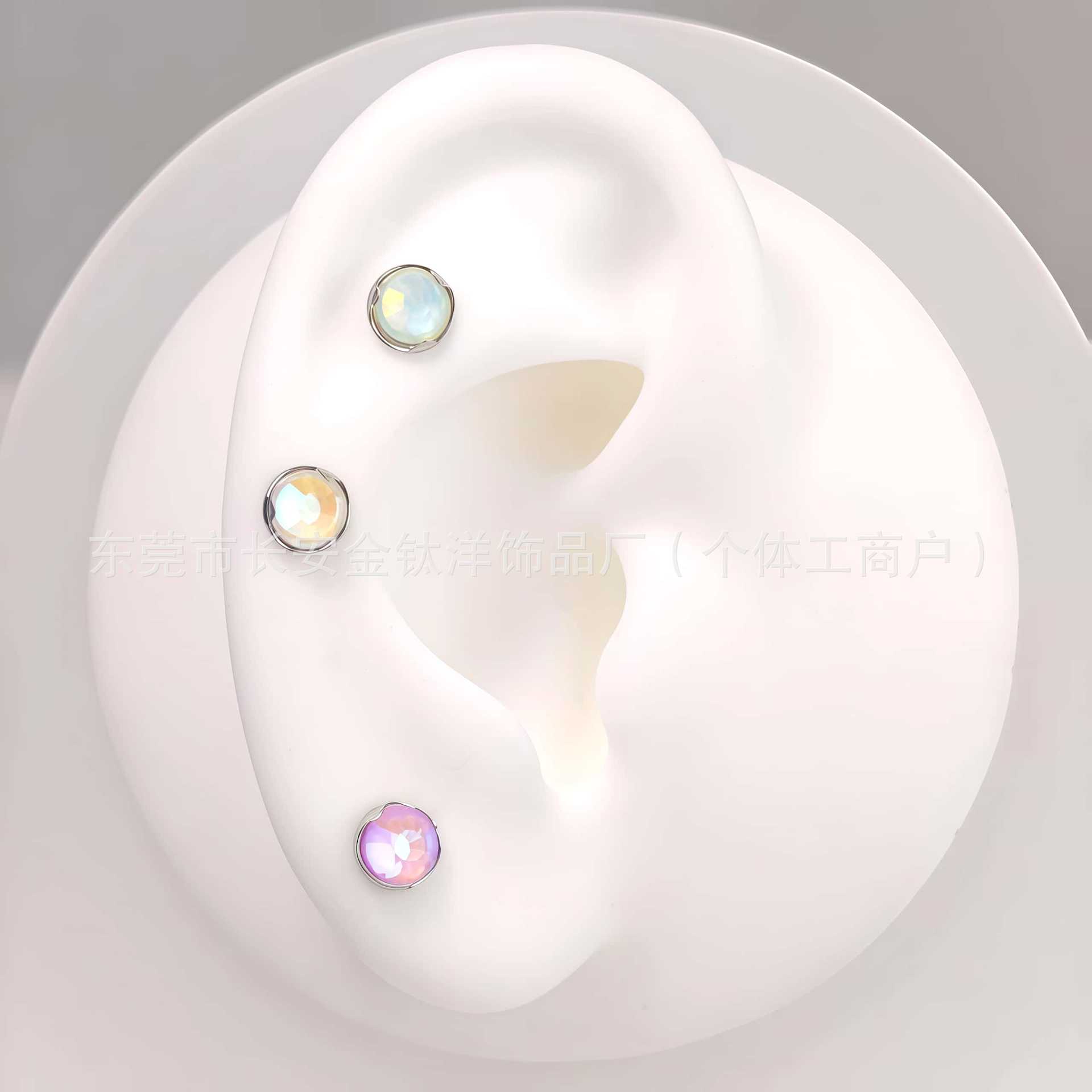 F136 Titanium Wave Edge Plated CZ Diamond Navel Nail Ear Bone Piercing Jewelry - Image 4