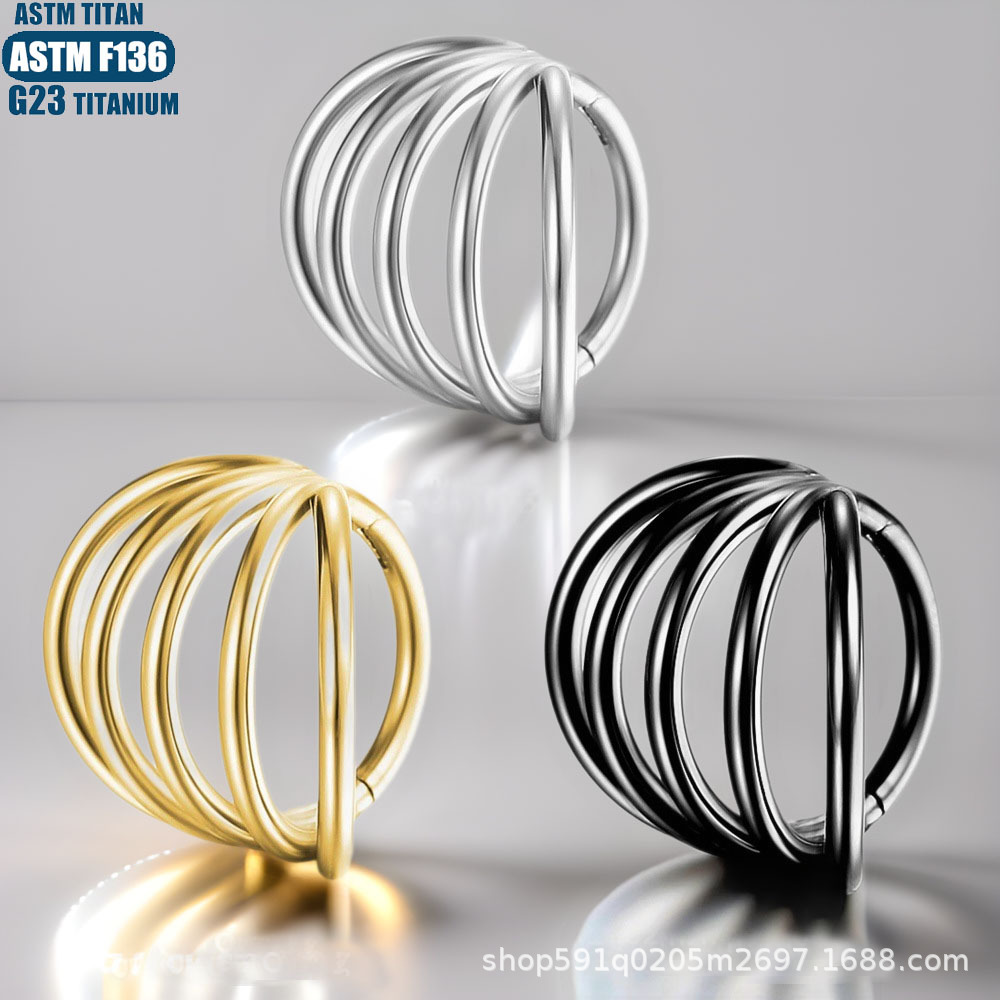 F36 Titanium Hinge Nose Ring Five-layer Separate Piercing Ear Ring Earrings Seamless Open Ring Conch Piercing Ear Ring Female - Image 4