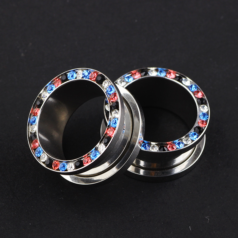 Classic Heart Ear Expansion Stainless Steel Mixed Color Zircon Diamond Ear Plugs Jewelry 16mm - Image 3