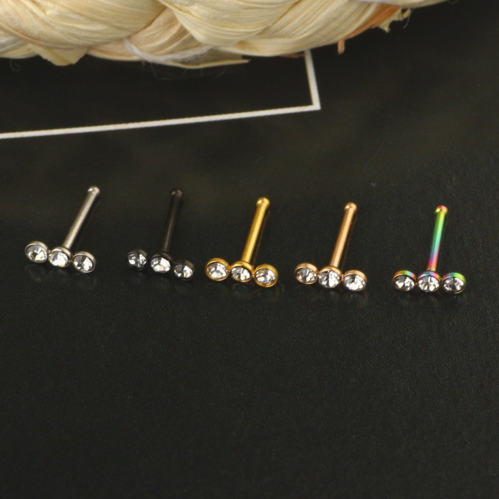 Cross-border 316L Surgical Steel Nose Ring Zircon Nose Nail Earrings Nose Nail Wholesale - Image 4