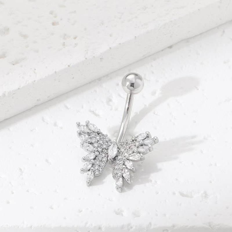 Hot Girl Butterfly Zircon Belly Button Ring Gold 2024 Spring Body Piercing Jewelry Wholesale - Image 2