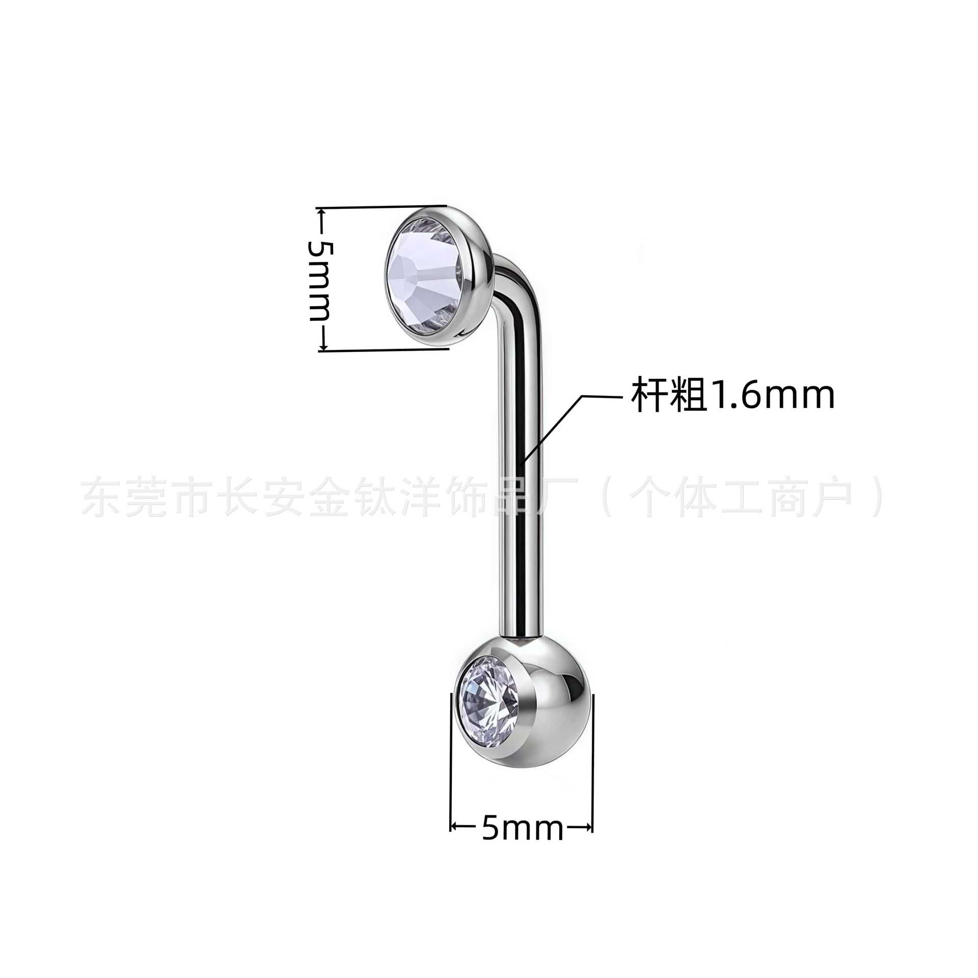 F136 Titanium 14g CZ Diamond L-Shaped Navel Ring G23 Titanium Alloy Body Piercing Jewelry - Image 2