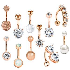 Classic Ball Amazon Navel Ring Set - 11-Piece Belly Button Ring Body Piercing Jewelry Set