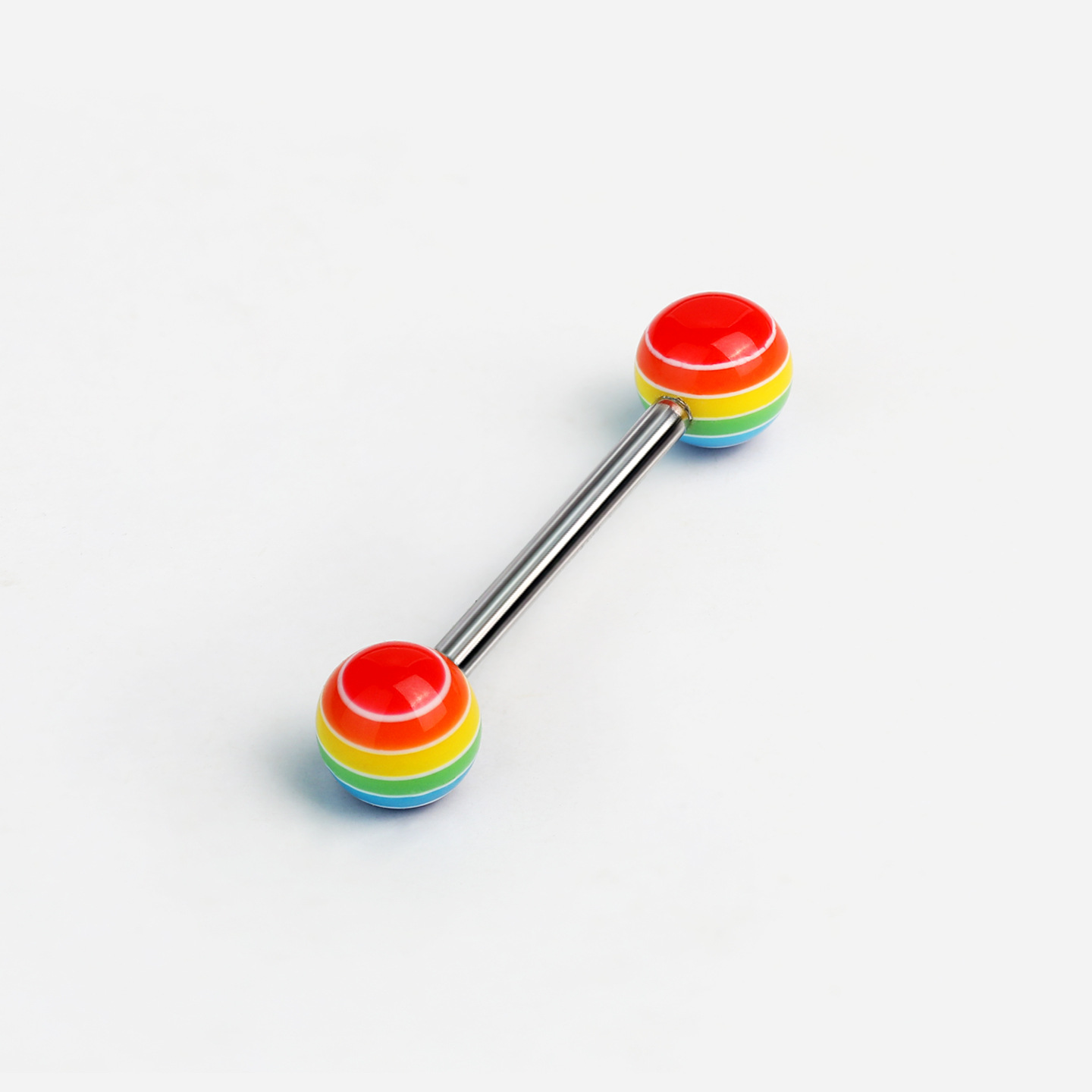 Double-Ended Rainbow Tongue Barbell 14G Titanium Steel Acrylic External Thread Oral Piercing Jewelry Wholesale - Image 5