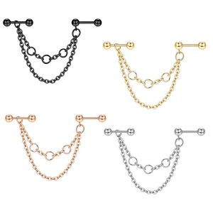Star Moon 316L Surgical Steel Ear Bone Piercing Stud - Rose Gold - Freshly Released