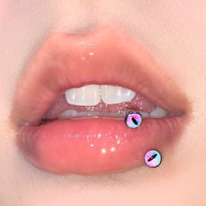 Blue-Pink Gradient Clear Pupil Lip Ring C-Ring Internally Threaded Oil-Drip Magic Pupil Hot Girl Sweet Cool Style Piercing Jewelry