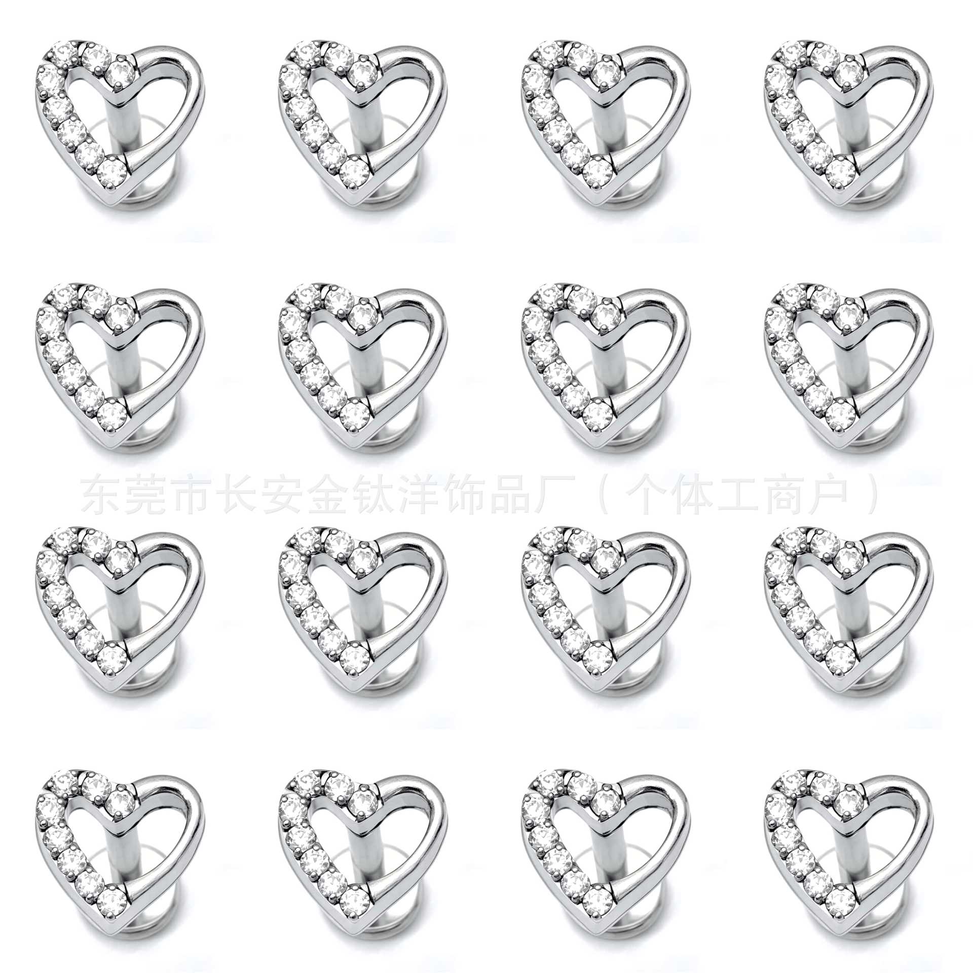 F136 Titanium Half-Set Zircon Heart Earrings Lip Nails Nose Nails G23 Titanium Alloy Body Piercing Jewelry Ear Bone Nails - Image 4