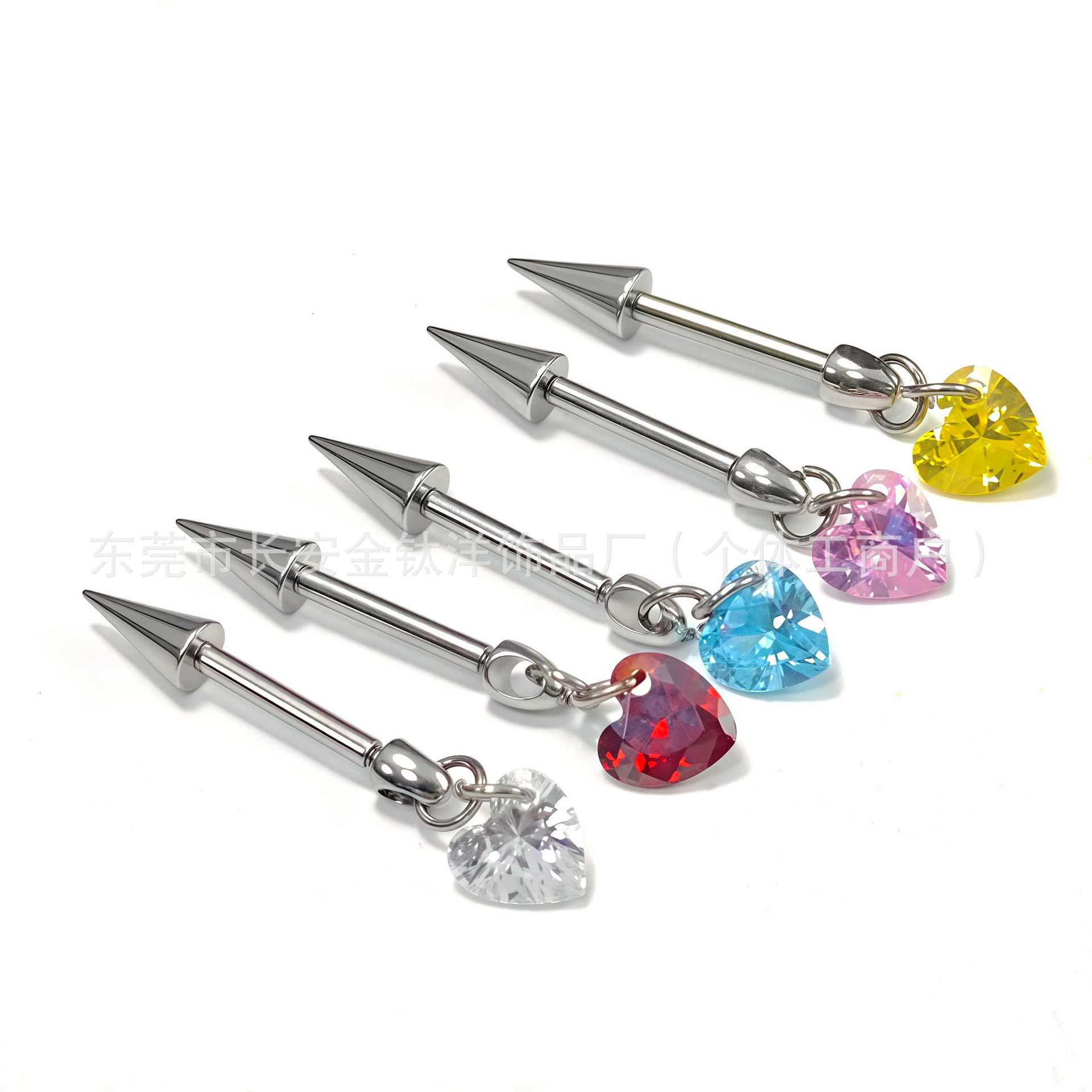 F136 Titanium Internally Threaded Pointed Cone Heart-Shaped Pendant Devil Nail Earrings Ear Bone Nail G23 Titanium Alloy Piercing Jewelry - Image 5