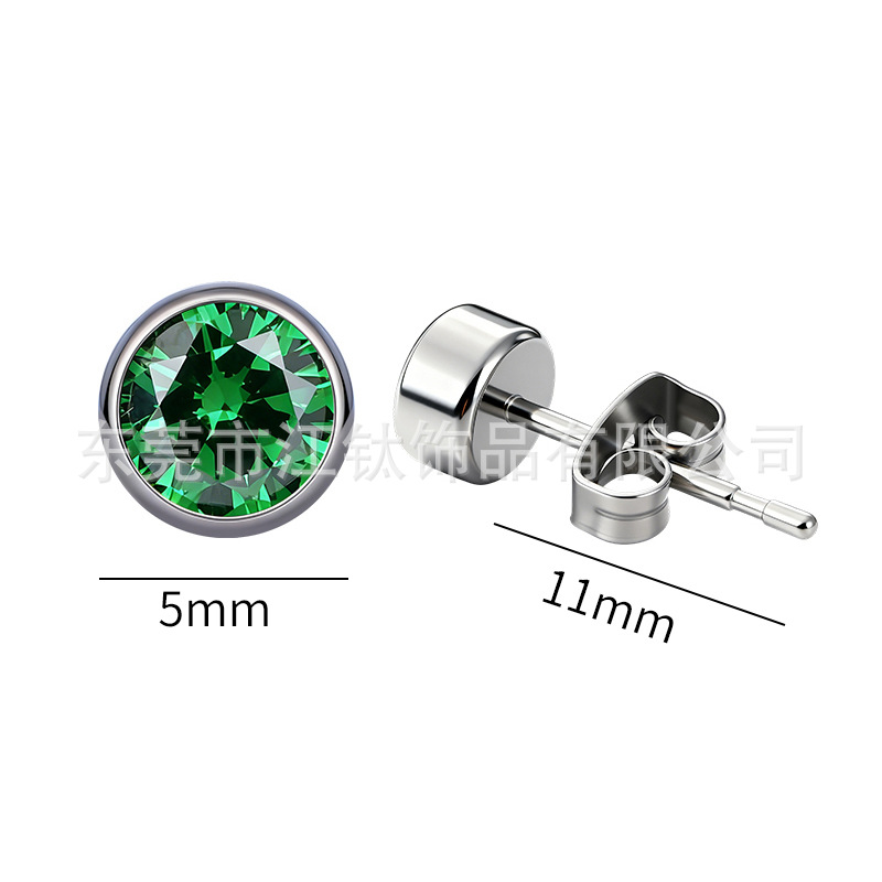 G23 Titanium Ear Studs with 5A Zircon Butterfly Back - Cartilage Piercing Jewelry - Image 2