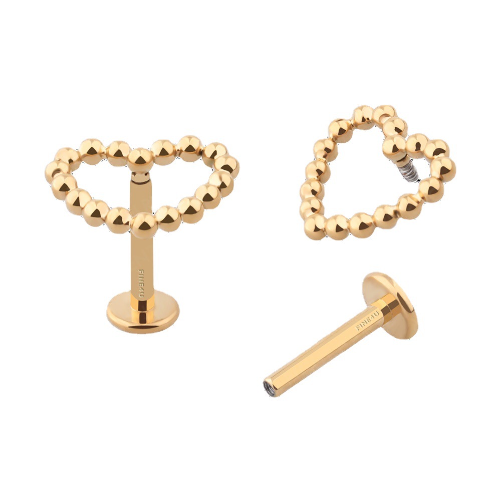 G23 Titanium Heart Shaped Cartilage Stud Earring Welded Ball Ear Bone Nail Lip Piercing Jewelry - Image 5